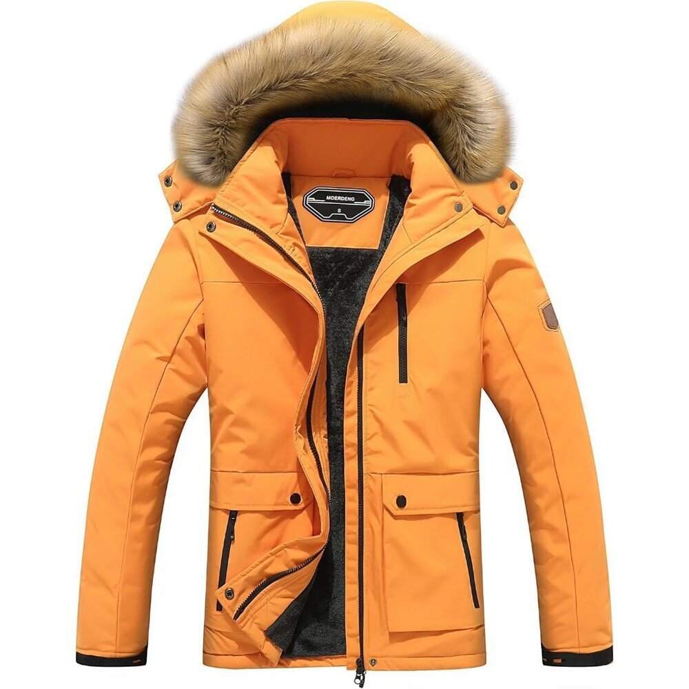 Women's Mountain Waterproof Orange Ski Snow Jacket Winter Warm Cozy Hooded Coat